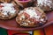 Garnachas on the table at an Oaxacan restaurant - Close up