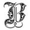 Garnished Gothic style font, letter B