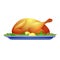 Garnished roasted turkey on plate
