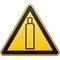 Gas balloon. Attention is dangerous. Warning sign. Safety precautions. Yellow triangle with a black image. Vector