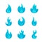 Gas blue flames flat icons set