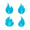 Gas blue flames flat logo set