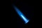 Gas burner flame. Blue fire isolated on black backgroung, close-up