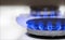 Gas burns in the gas stove burner. Blue fire burning natural gas