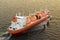 Gas carrier, gas tanker sailing in ocean. 3D rendering