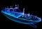 Gas carrier LNG. Blue particle and lines form Gas tanker