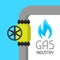 Gas control valve. Industrial illustration in flat style