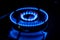 Gas cooktop burning gas stove with blue flame