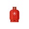 Gas cylinder. Red Lpg propane container with fire icon, tank with industrial liquefied compressed high pressure oxygen