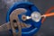 Gas cylinder, reducer and key. Gas installation accessories