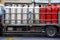 Gas cylinders in the back of a car on the road