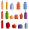 Gas cylinders icons set, cartoon style