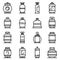 Gas cylinders icons set, outline style