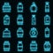 Gas cylinders icons set vector neon