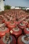 Gas cylinders in large kollichestvestoyat on semitrailer