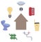 Gas, electricity, water, heating, sewerage, telephone, garbage collection icons set. The concept of saving energy, paying utility