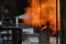 Gas explosion ignition of flammable fuel vapour, fire ball and inferno