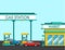 Gas filling station. Energy. Vector flat illustration