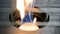 Gas flame in gas-stove, cooking closeup,