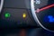 Gas gauge fuel empty. Petrol tank meter car indicator on dashboard. Low gasoline level. Fuel gauge gas.