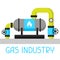 Gas heat exchanger in refinery. Industrial illustration in flat style