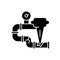 Gas leak black glyph icon