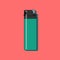Gas lighter flat icon with long shadow isolated on red background.