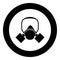 Gas mask icon black color in circle