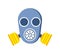 Gas mask icon vector illustration in flat design isolated on white background. Protection of breath system against harmful viruses