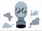 Gas mask Isolated. Army equipment Mask with side filter in grey color isolated vector illustration