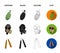 Gas mask, nunchak, ammunition, soldier token. Weapons set collection icons in cartoon,black,outline,flat style vector