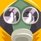 Gas Mask, People Suffering from Fine Dust, Industrial Smog, Environmental Air Pollution, Vector Illustration