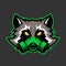 Gas mask raccoon mascot, Sport or esports racoon logo emblem