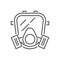 Gas mask related vector thin line icon.