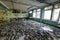 Gas masks on the floor in the middle school in Pripyat, Chernobyl exclusion zone. Nuclear catastrophe