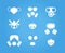 Gas masks and respirators vector icons set, various face masks wearer from inhaling airborne pollutants, viruses