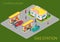 Gas petrol refill station flat 3d web isometric concept