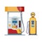 Gas or petrol station. Gasoline, oil, fuel, diesel pump. Retro and modern design. Vector