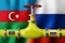 Gas pipeline, flags of Azerbaijan and Russia