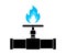 Gas pipeline, in the form of a gas pipe with a flame flowing from a natural gas field to consumers. Natural gas production.Vector
