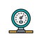 Gas pipeline or water meter flat color line icon.
