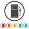 Gas pump icon, Gasoline and diesel fuel symbol, 6 Colors Included