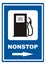 Gas station, blue background, road sign, nonstop, eps.