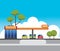 Gas station building vector