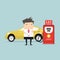 Gas station and businessman. Vector