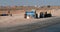 Gas station with fuel tanks in the desert in Tunisia