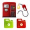 Gas Station Hosepipe And Canisters Set Vector