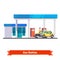 Gas station with man fuelling car