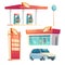 Gas station refueling service isolated items set