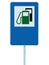 Gas Station Road Sign, Green Energy Concept Gasoline Fuel Filling Traffic Service Roadside Signage, Isolated Blue Petrol Fuel Tank
